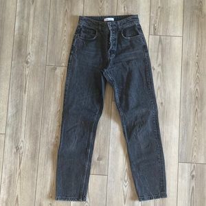 BUTTON FLY CHARCOAL JEANS - SIZE 24